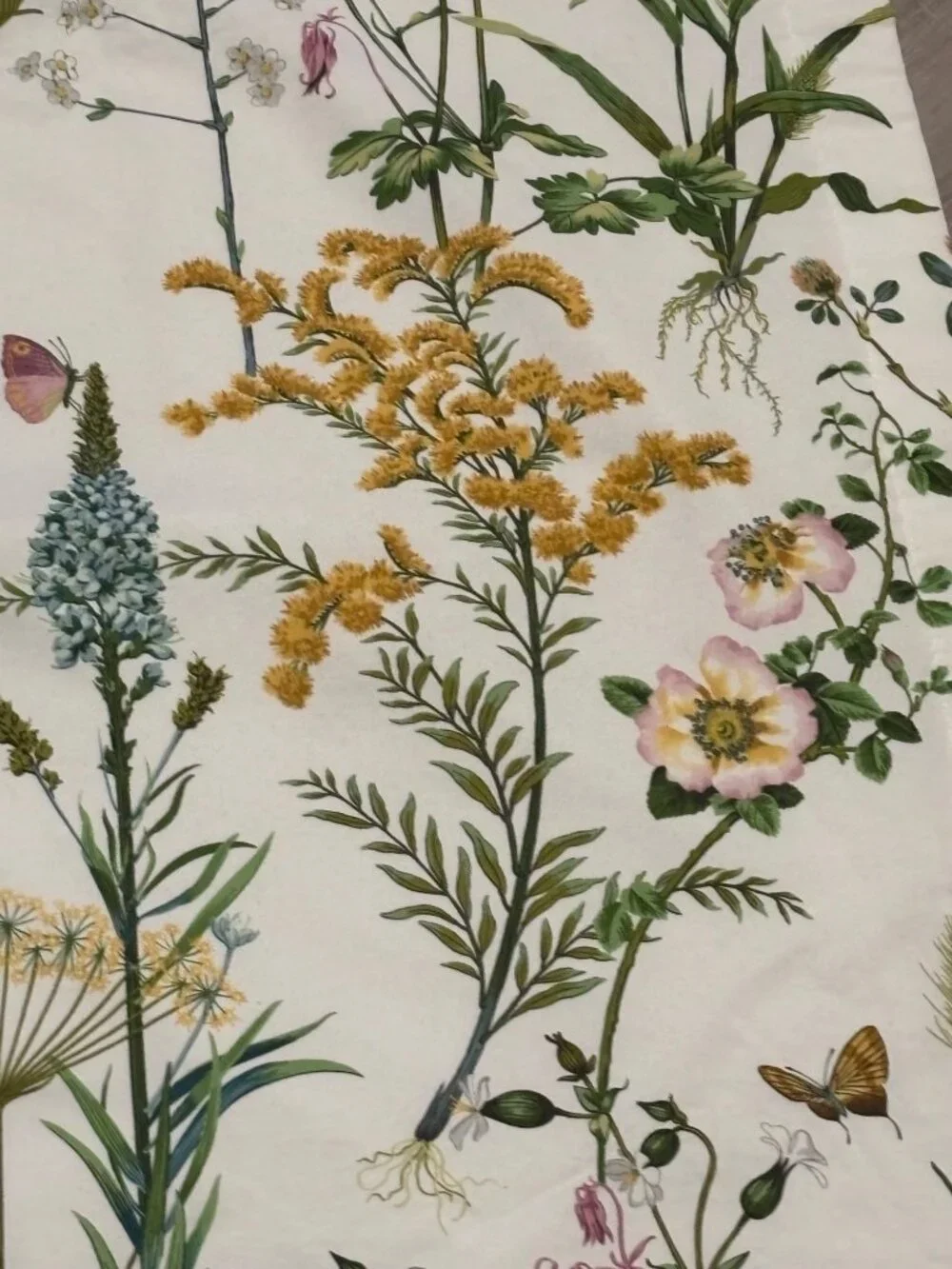Ballard Designs Isabella Drapery Panel Botanical Floral Curtain 50x96 Cotton Gre